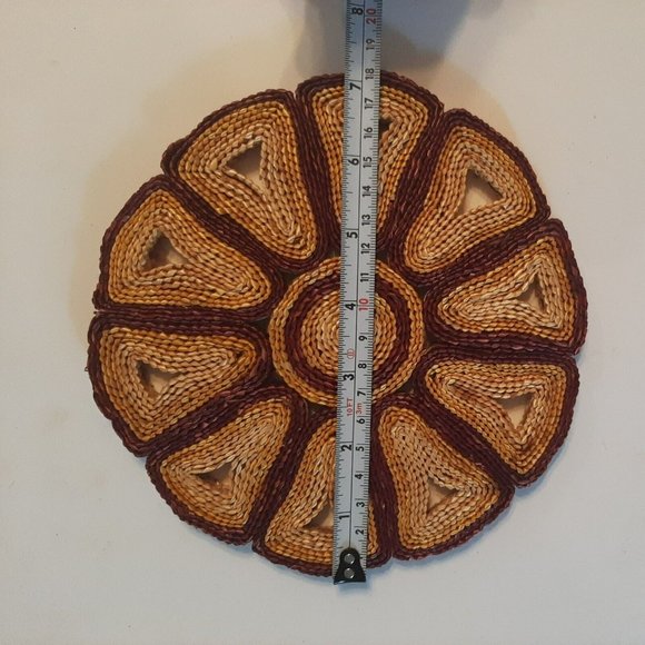 Vintage Straw Trivet Hot Pad Woven Wicker Colorful Boho - Picture 6 of 6
